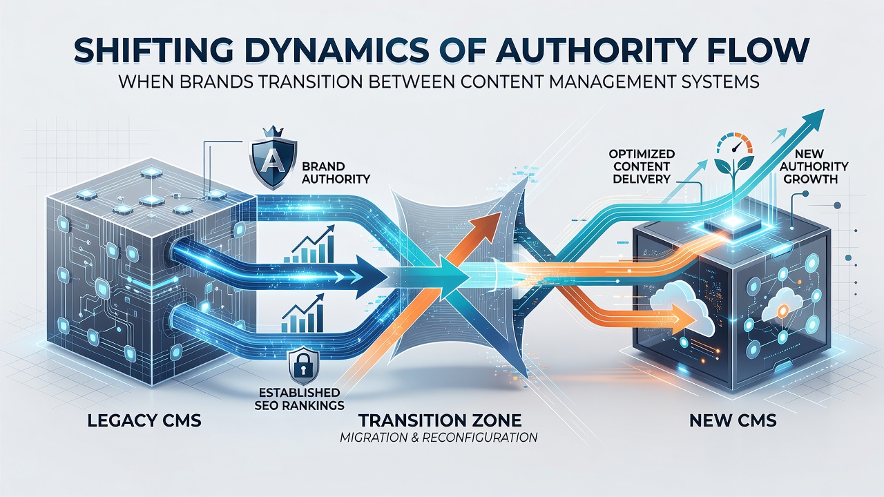 Chart showing changes in domain authority metrics before and after CMS platform changes